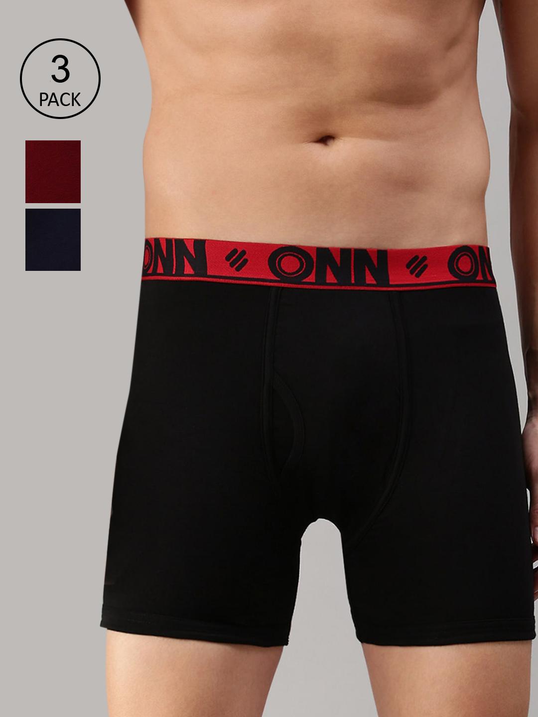 Buy ONN Men Pack Of 3 Solid Trunks ONN_274_BLK_WN_NB - Trunk for Men ...