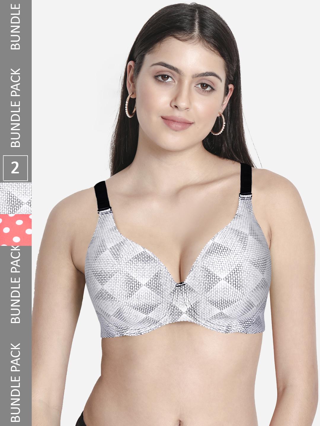 Buy Shyaway Pack Of 2 Black & Pink Printed Underwired Lightly Padded T Shirt Bra -  - Apparel for Women