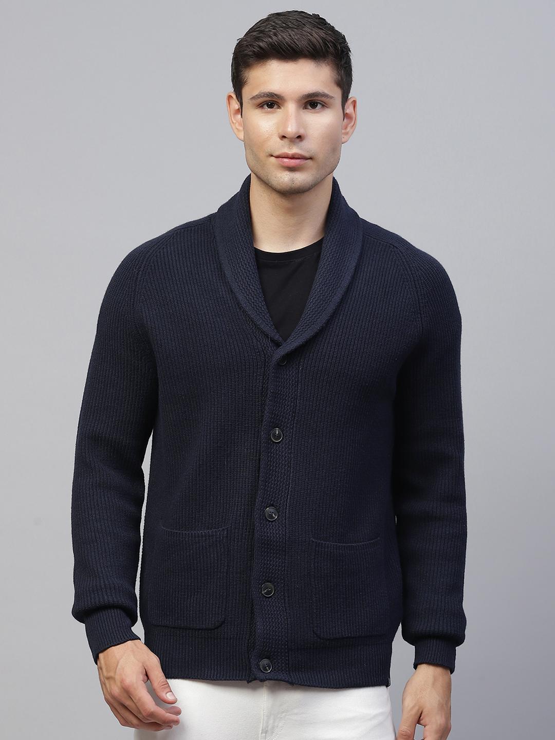 White Emblem Cardigan Men Navy main image 0