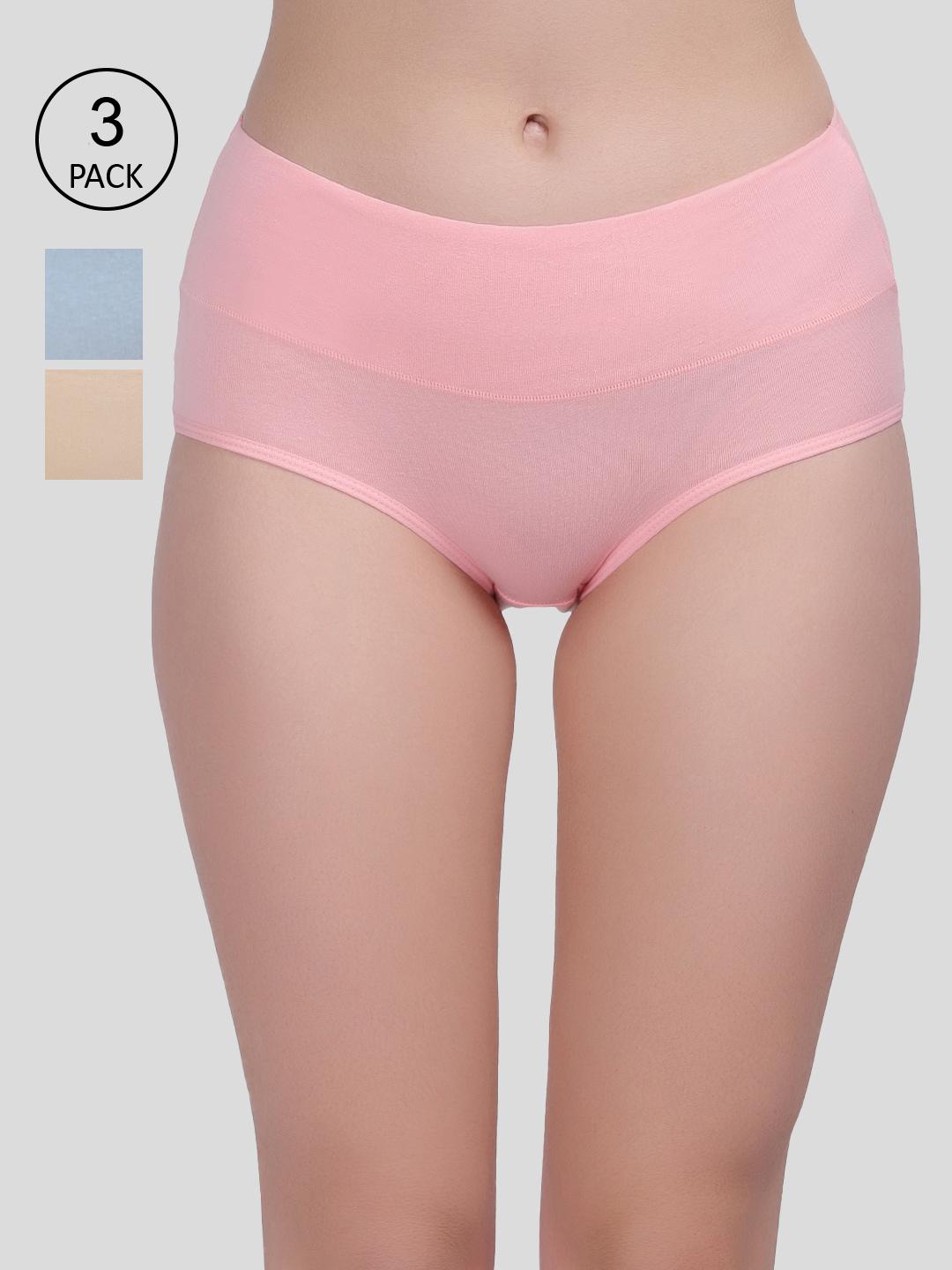 Buy Amour Secret Women Pack Of 3 Pink Blue & Peach Solid Hipster Briefs -  - Apparel for Women