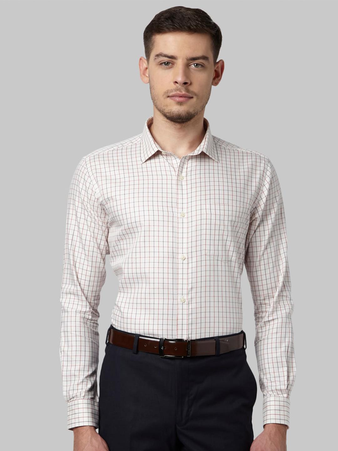Men's Maroon Standard Slim Fit Grid Tattersall Checks Mandarin Collar Cotton Casual Shirt