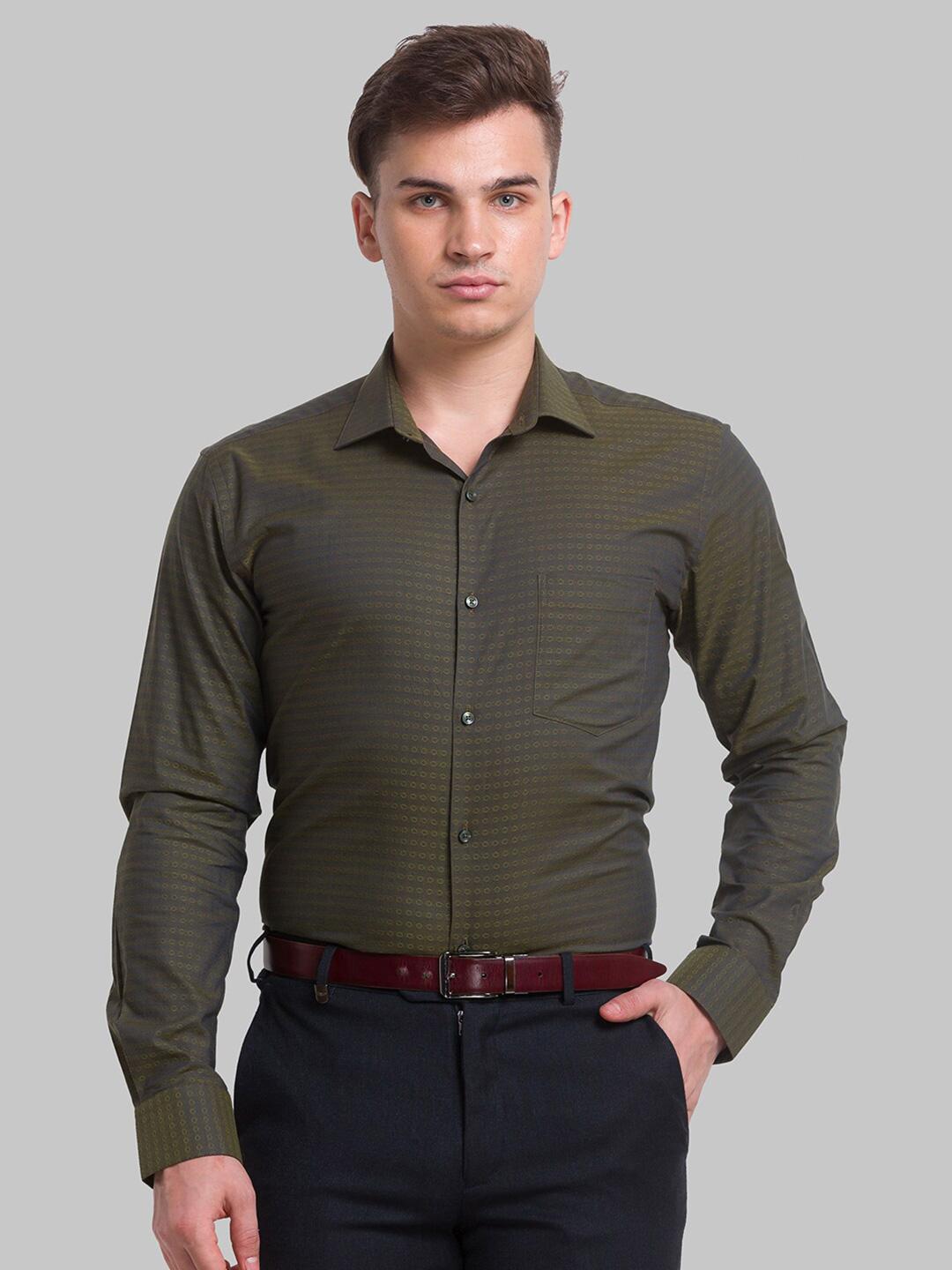 Park Avenue Men Green Slim Fit Cotton Casual Shirt