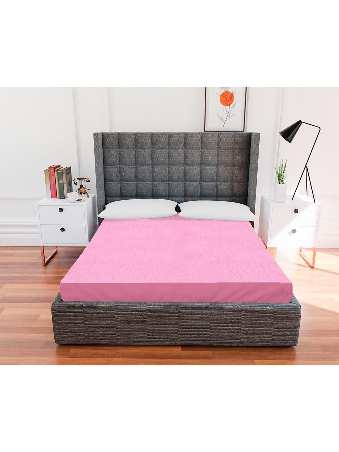 Buy AVI Pink Solid Single Size Water Resistant Mattress Protector - - Home for Unisex