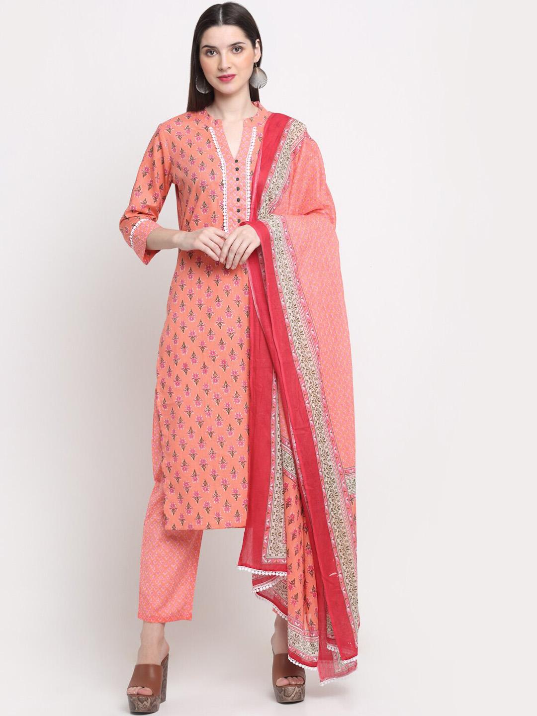 Women Peach-Coloured Ethnic Motifs Printed Kurta Set main image 1