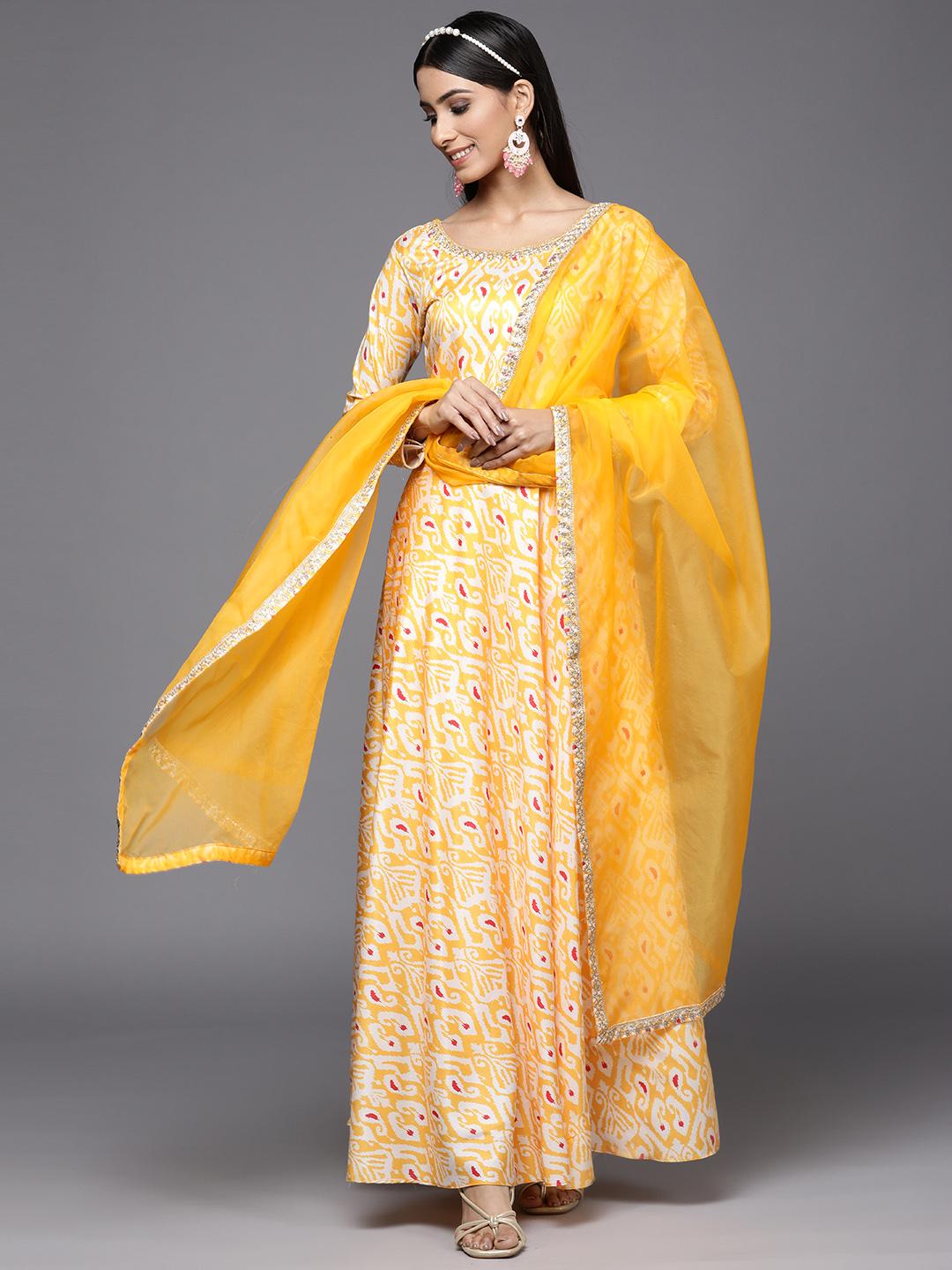 Kesariya Yellow Printed Straight Kaftan With Trouser main image 0