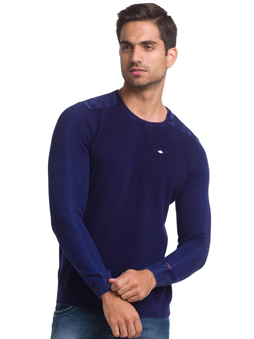 Midnight Blue Regular Fit Round Neck Men's Sweatshirt by Being Human Clothing