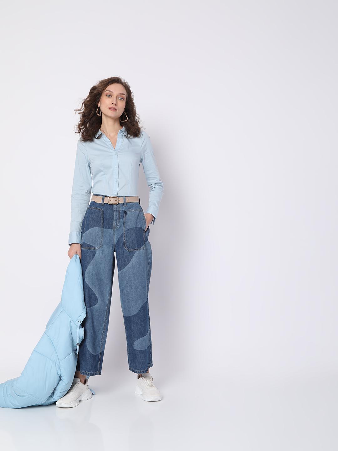 Vero Moda Women Blue Wide Leg High-Rise Jeans