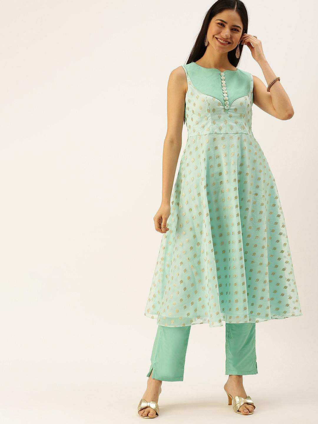 Women's Green Ethnic Motifs Printed Kurta Set