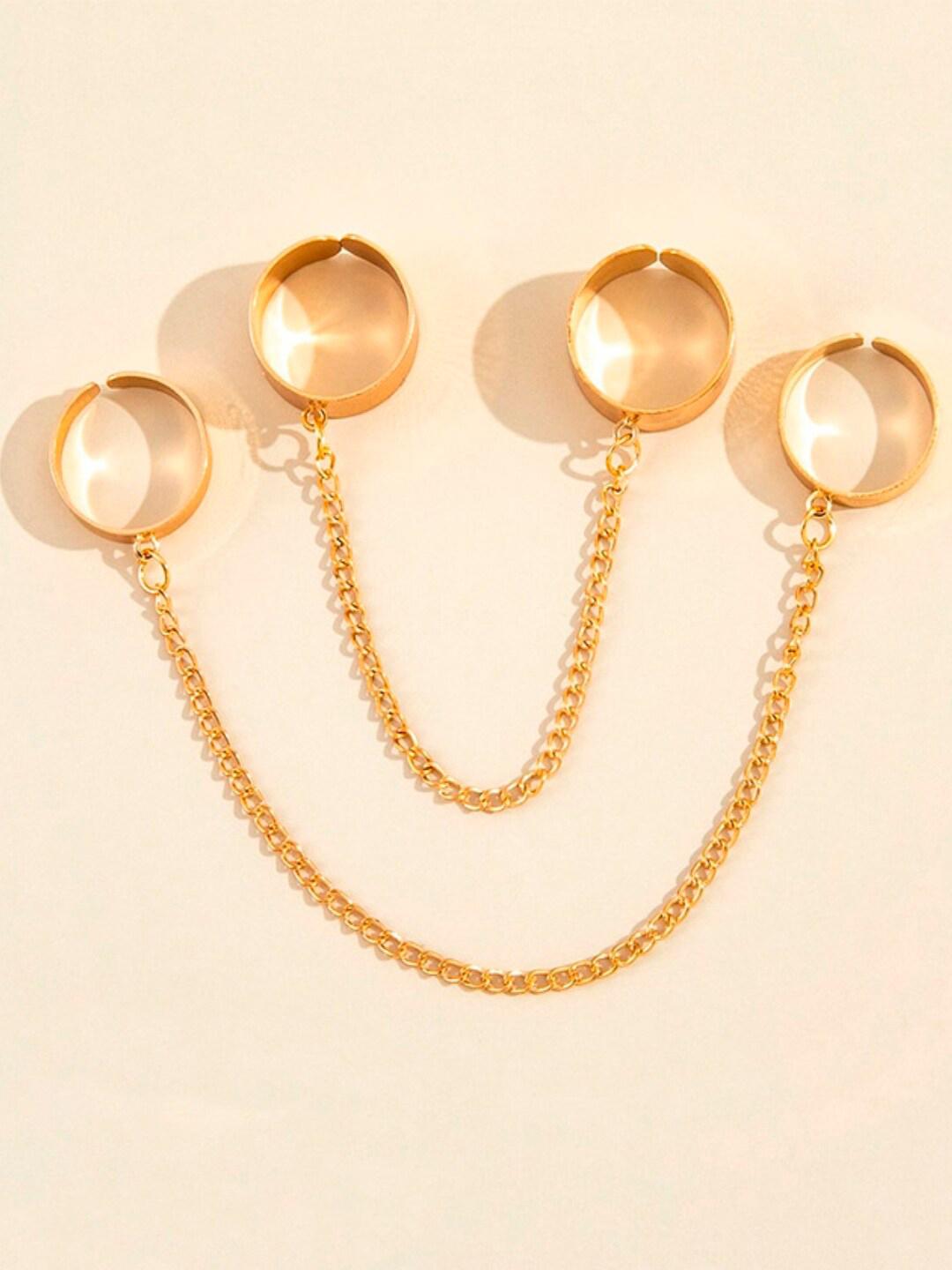 Buy OOMPH Set Of 2 Gold Toned Adjustable Chain Ring - - Accessories for Women
