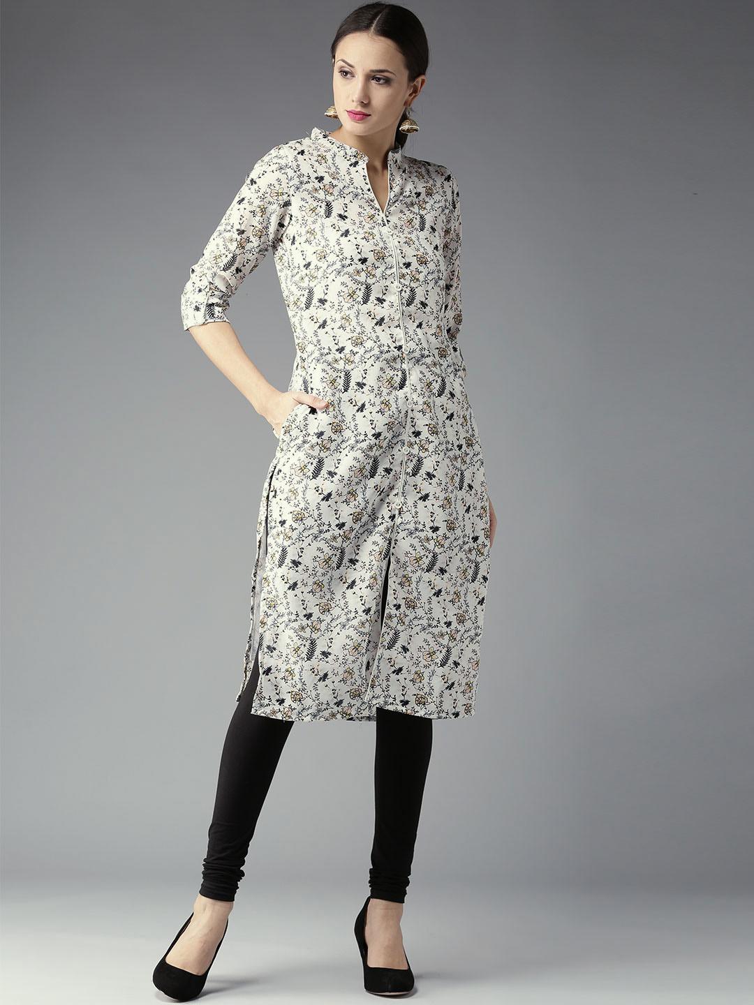 Women's Black Printed Straight Kurta