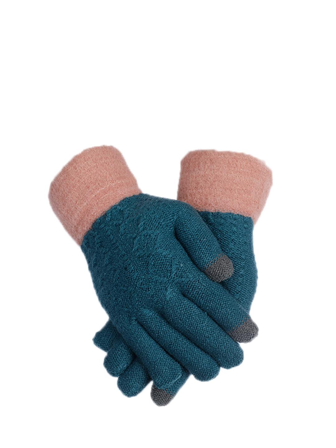 Buy LOOM LEGACY Women Green Patterned Acrylic Hand Gloves -  - Accessories for Women