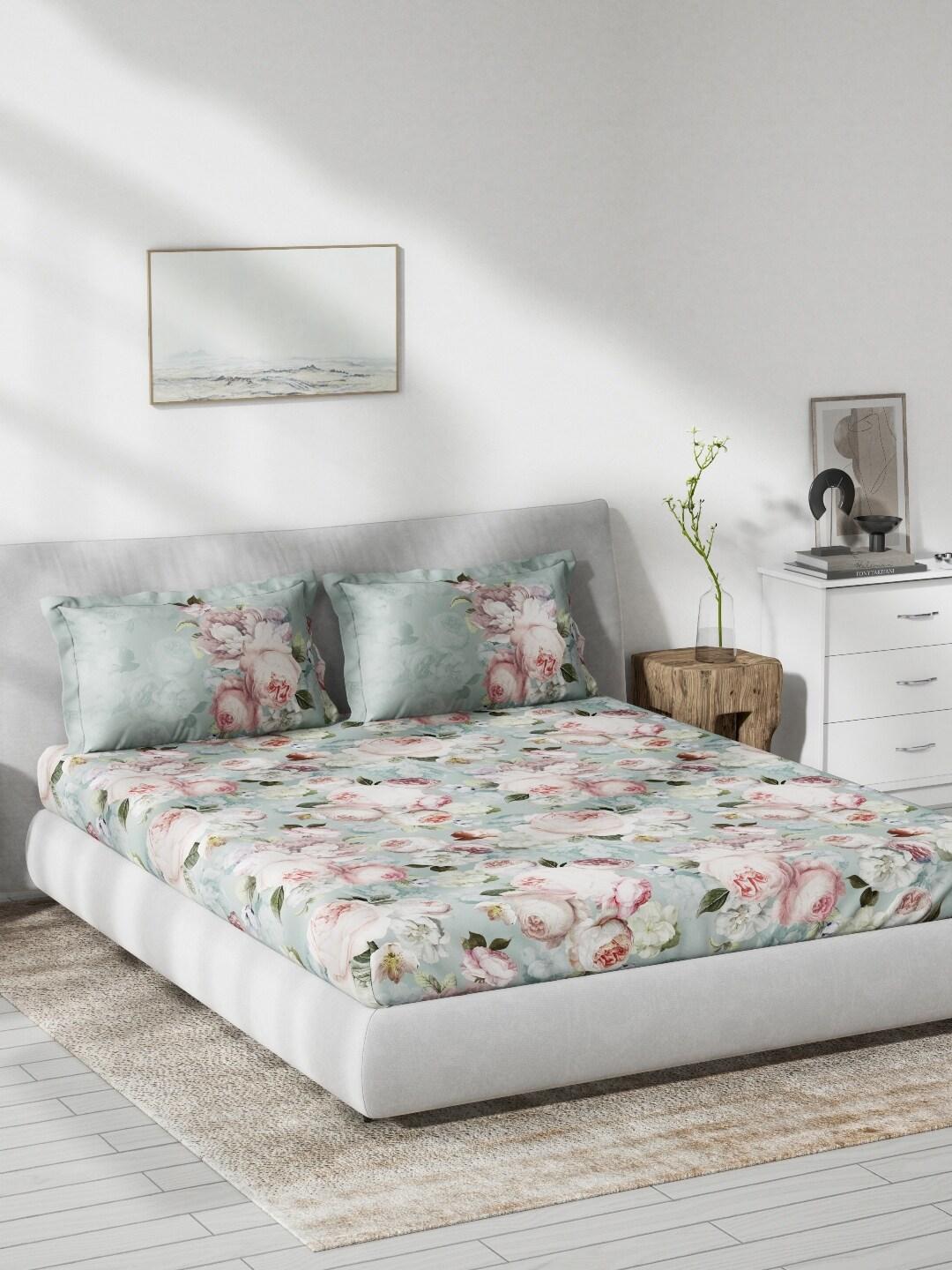 Buy DDecor Primary Collection Pink Floral Cotton 136tc King Bedsheet With 2 Pillow Covers -  - Home for Unisex