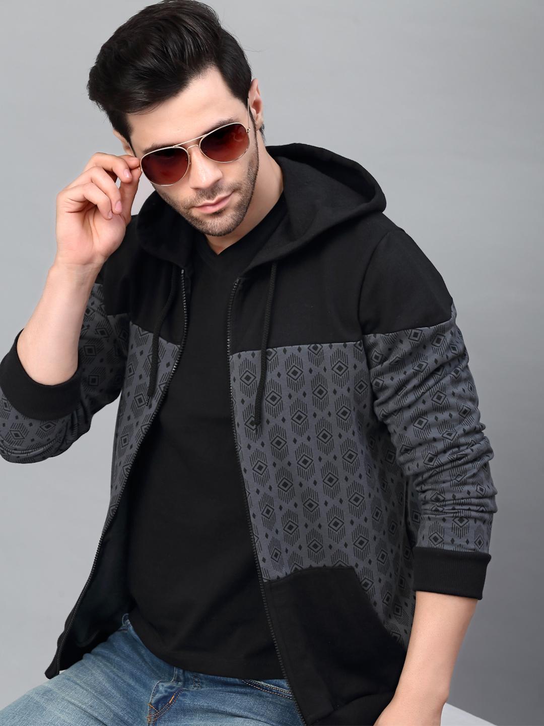 Line Rigo Buy Rigo Men Grey Geometric Colourblocked Fleece Regular Jacket ...