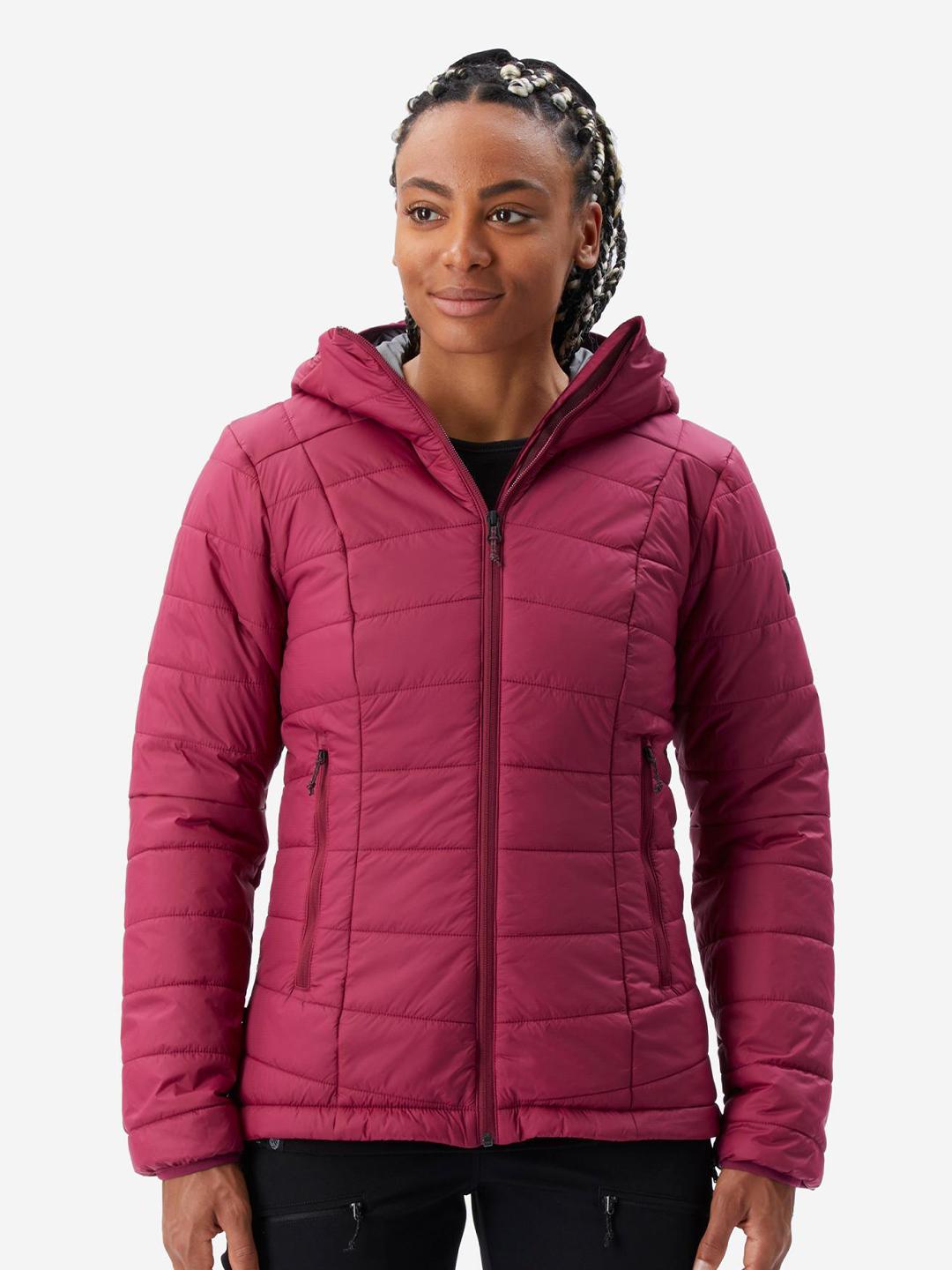 Decathlon Women Solid Pink Upto -5 Degrees Hooded Synthetic Puffer Jacket