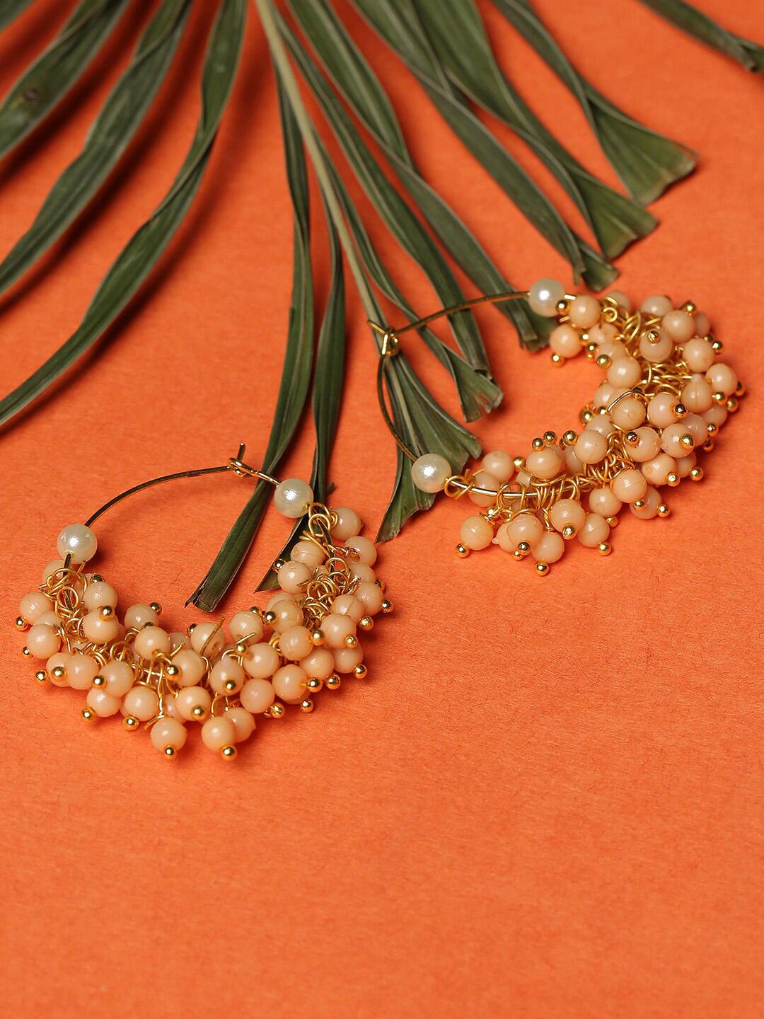 Buy SOHI Gold Plated Orange Pearl Beaded Earrings - - Free Items for Women
