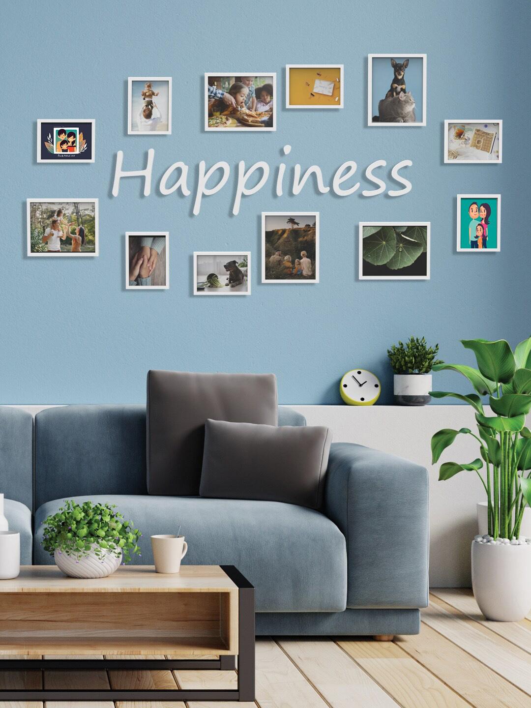 Buy RANDOM White Set Of 10 White 3D Collage Photo Frames With HAPPINESS Plaque - - Home for Unisex