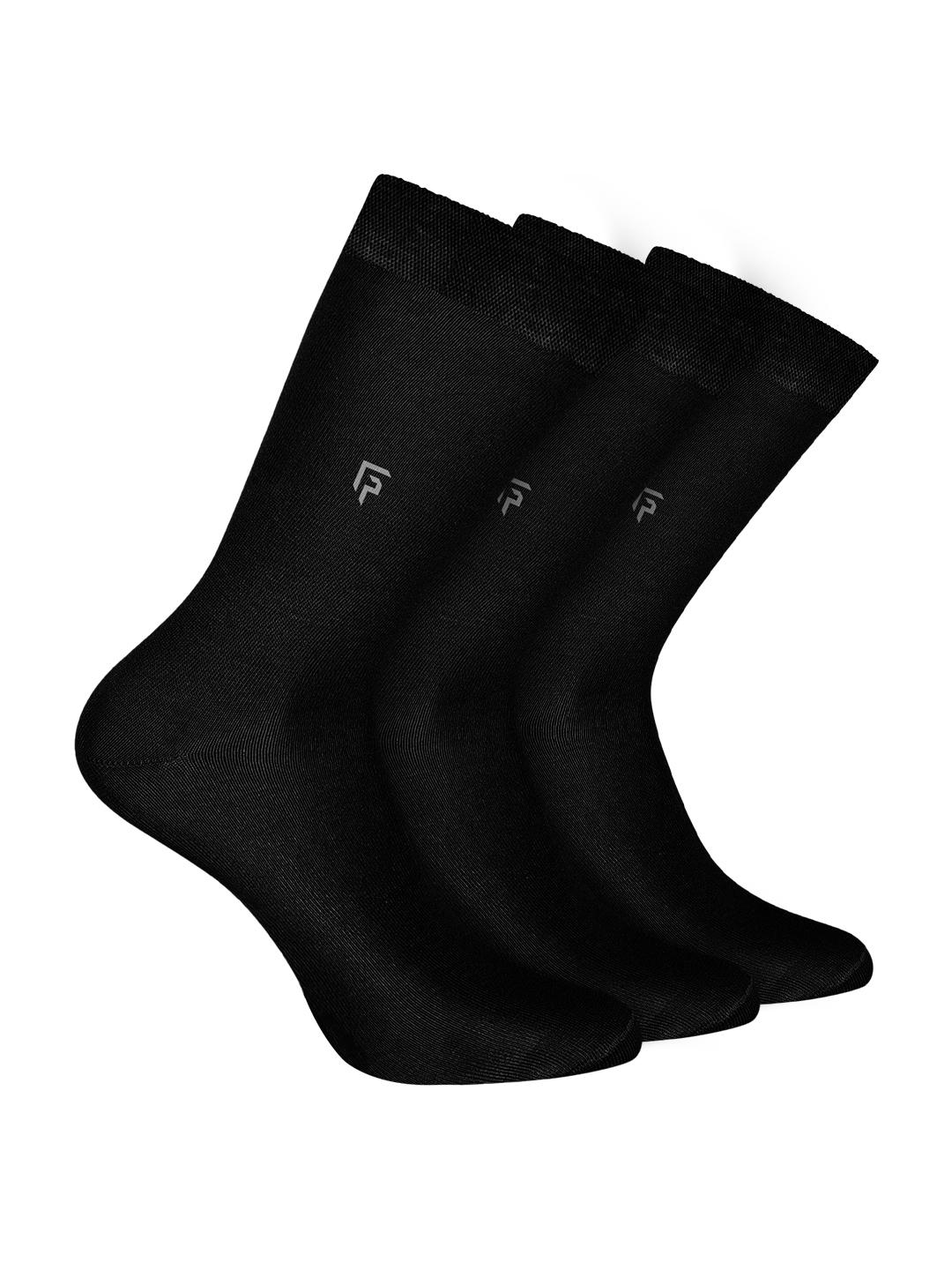 FOOTPRINT Men 3 Pairs Anti Odour Organic Cotton Calf-Length Solid Bamboo Formal Socks