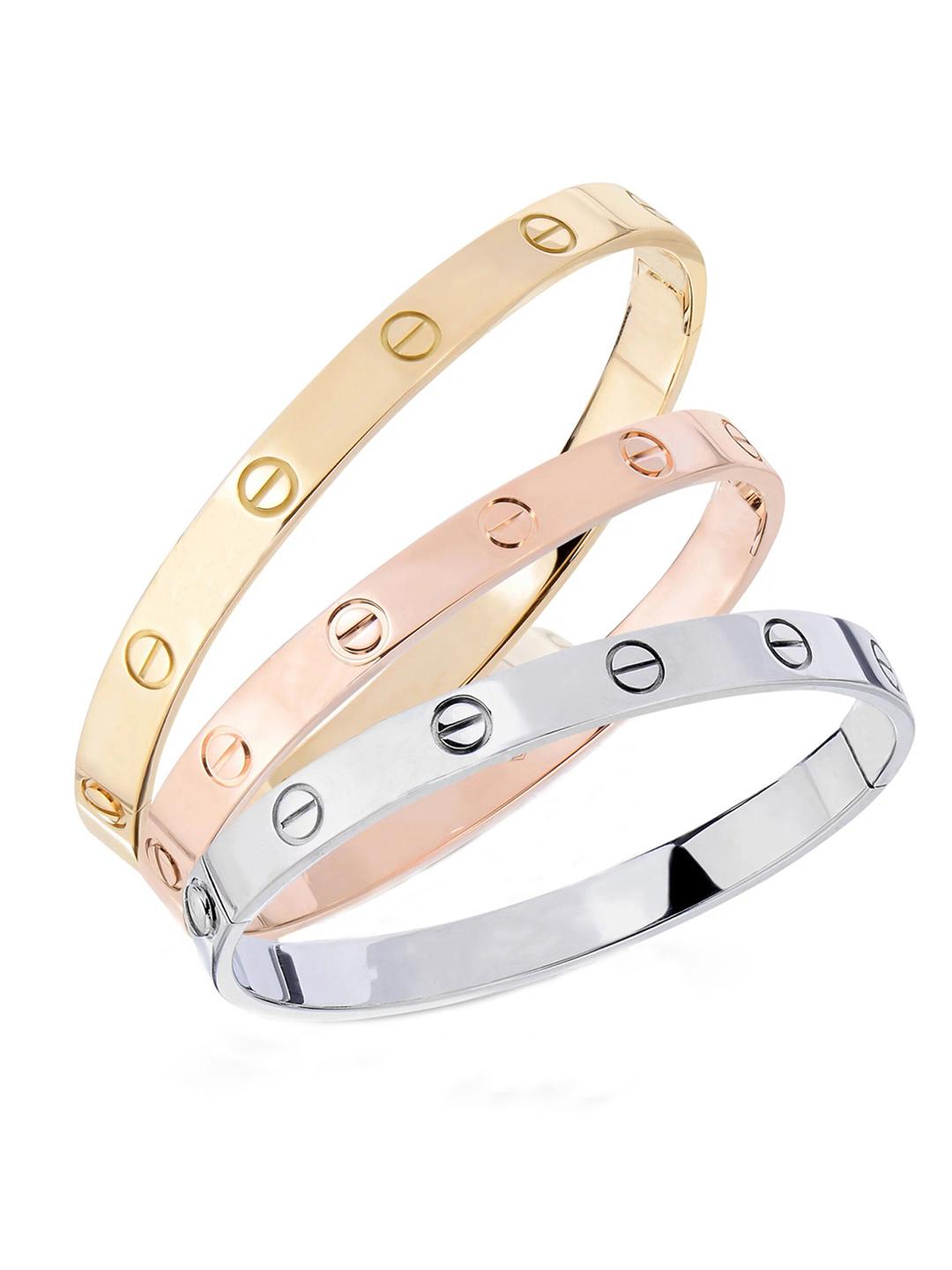 Buy Jewels Galaxy Women Set Of 3 Gold Plated & Silver Plated Bangle Style Bracelet -  - Accessories for Women