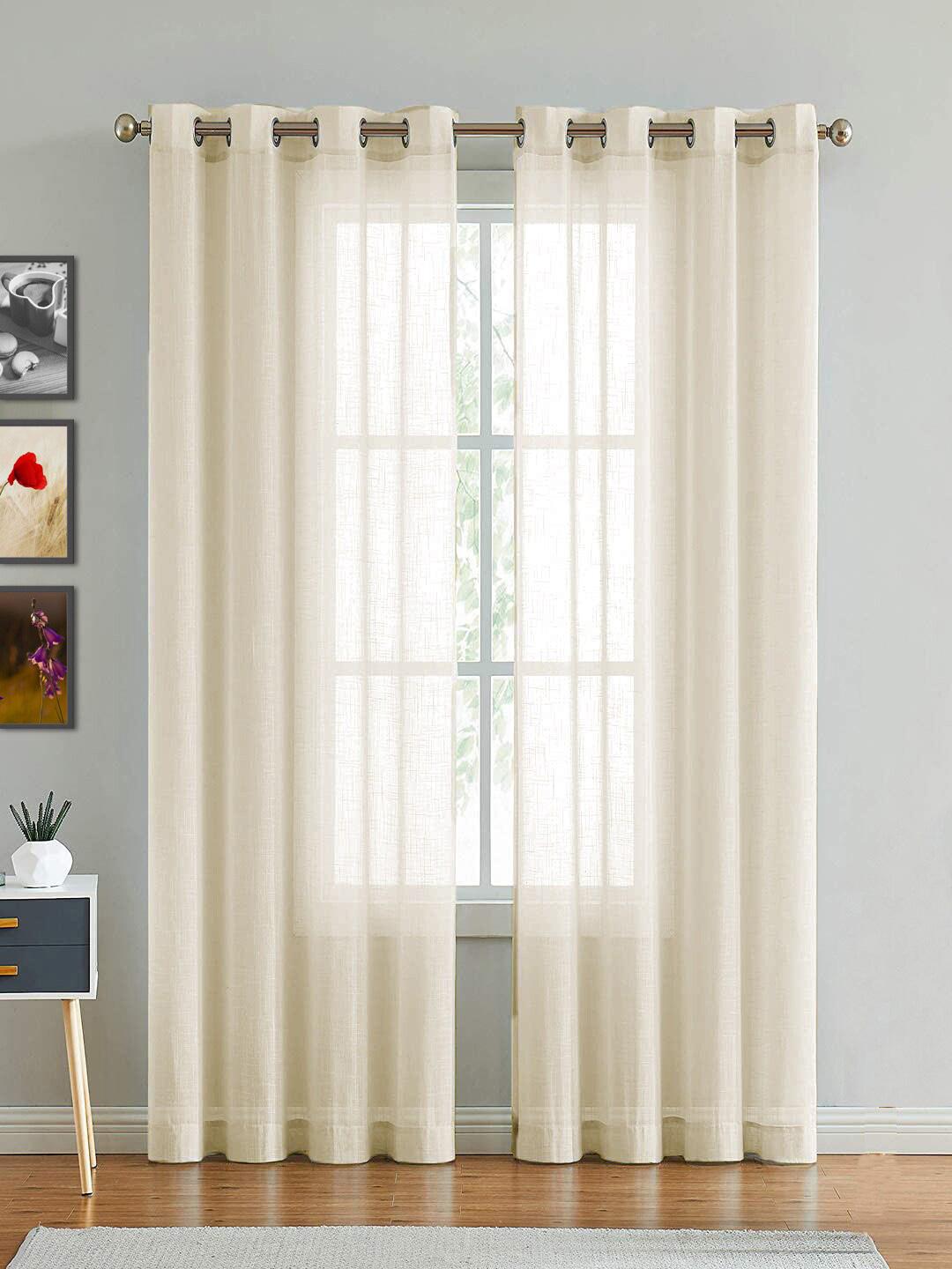 Buy HOMEMONDE Beige Solid Sheer Cotton Door Curtain - - Home for Unisex
