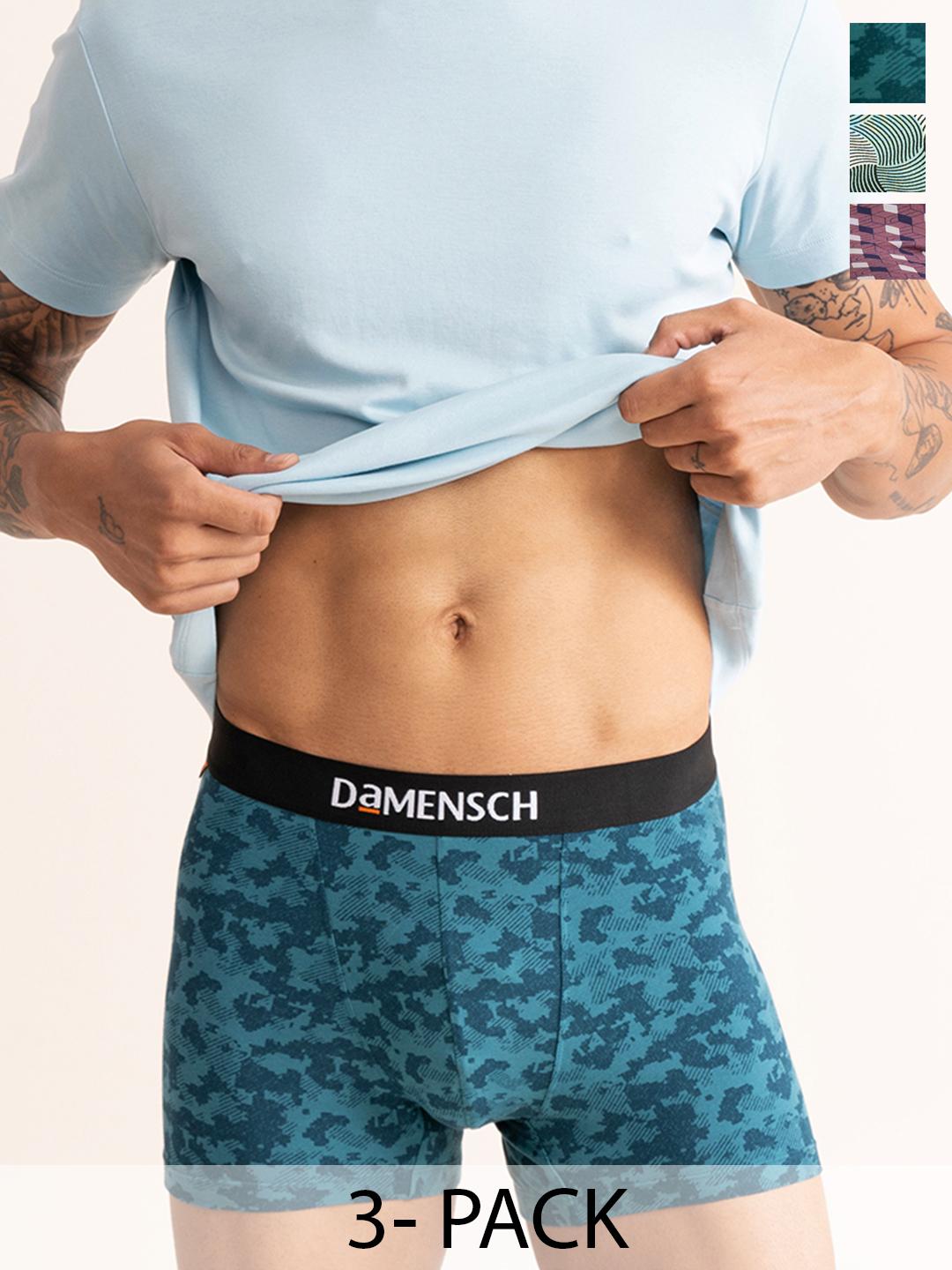 Buy DAMENSCH Pack Of 3 Deo Cotton Printed Anti Bacterial Cotton Trunks -  - Apparel for Men