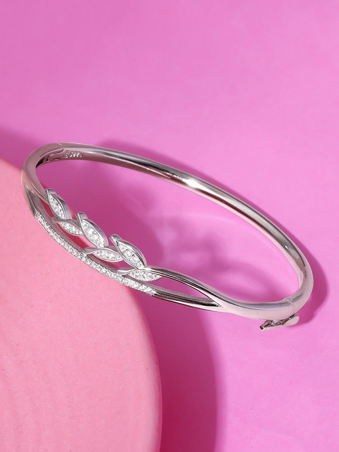 Buy GIVA Women 925 Sterling Silver White & Rhodium Plated Cubic Zirconia Bangle Style Bracelet - - Accessories for Women