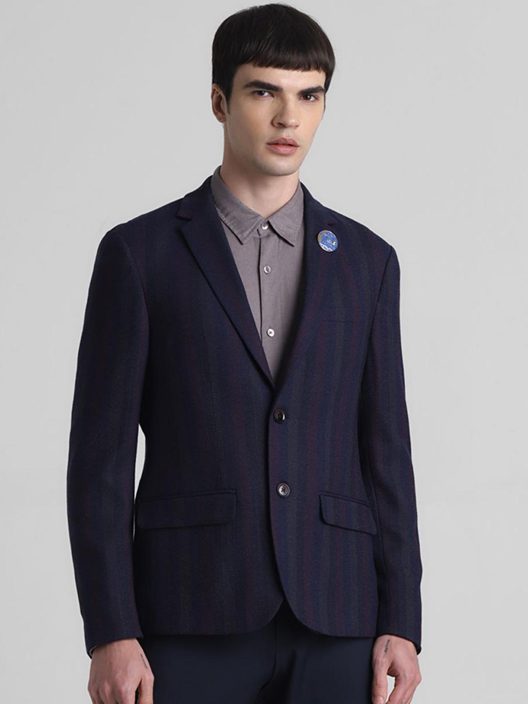Jack &amp; Jones Men Striped Slim-Fit Blazers