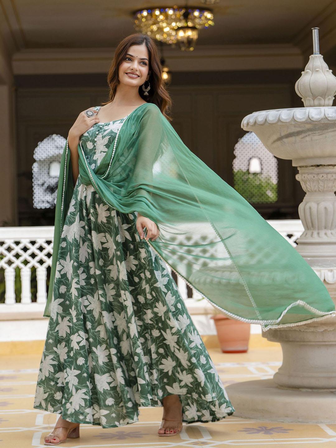 Multi Printed Sleevless Cotton Anarkali Kurta