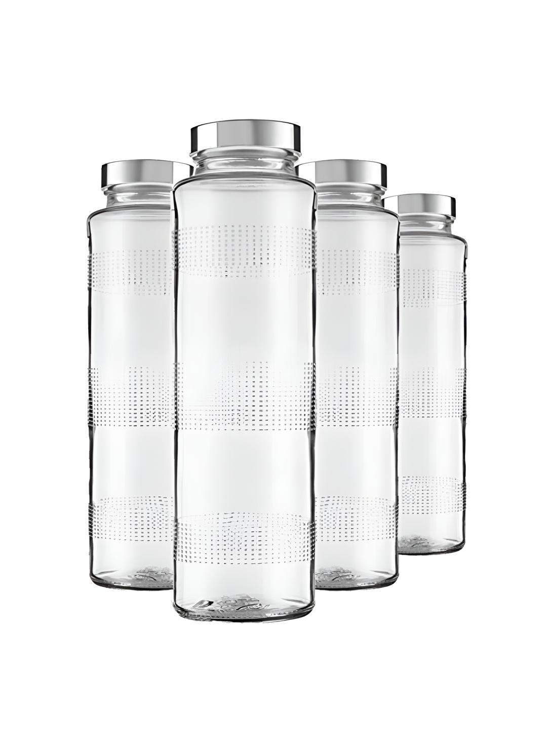Buy CROCO JAR Transparent Set Of 4 Glass Solid Water Bottle -  - Home for Unisex