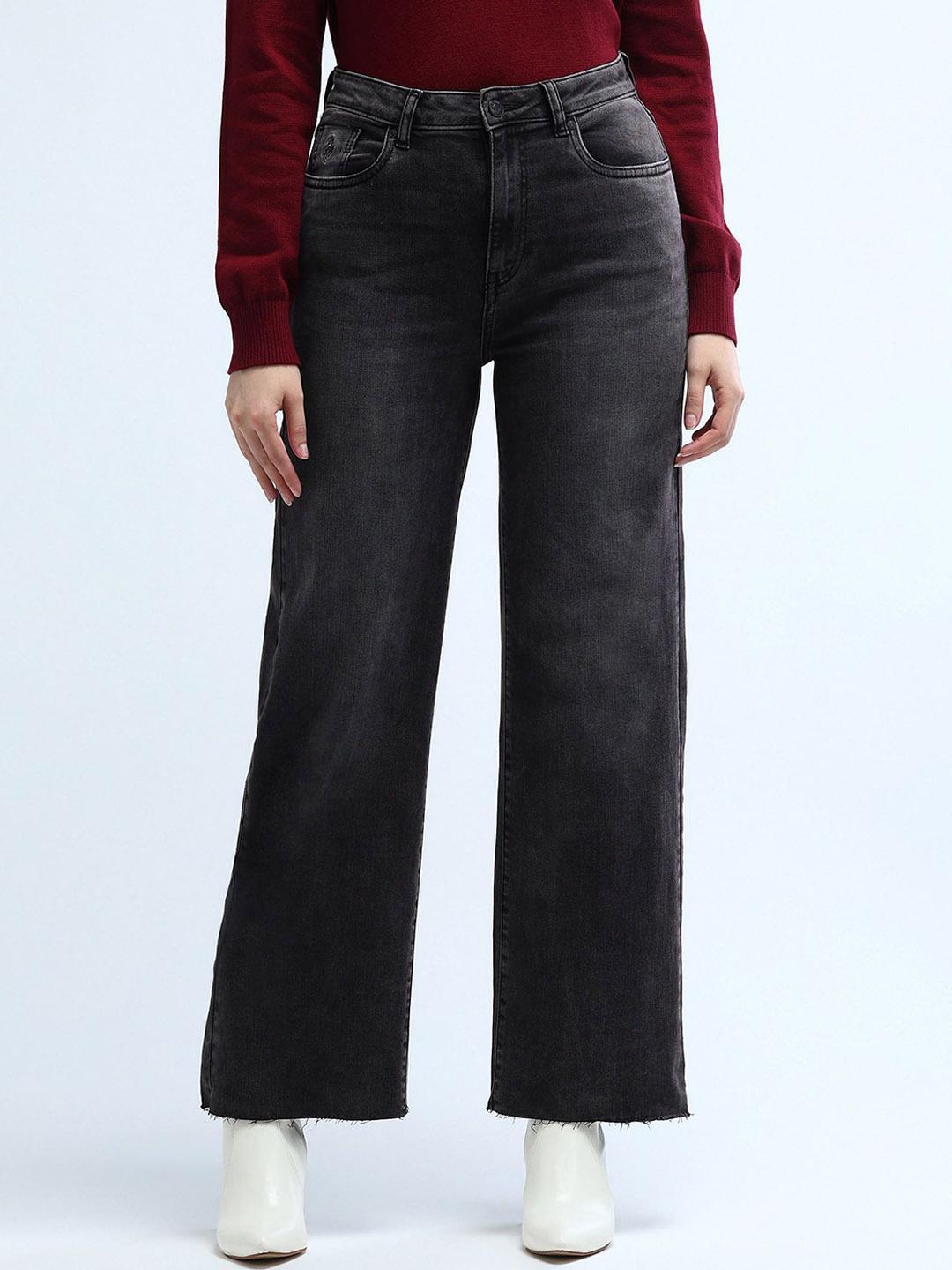 U.S. Polo Assn. Women Women Wide Leg High-Rise Light Fade Stretchable Jeans