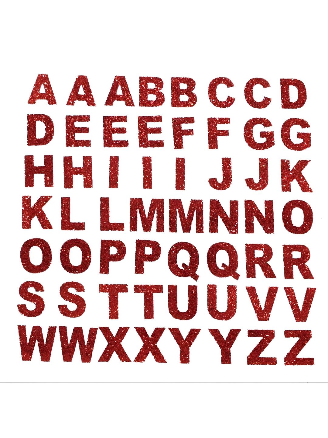 Buy Comet Busters Red Self Adhesive Uppercase Glitter Alphabets 3D ...