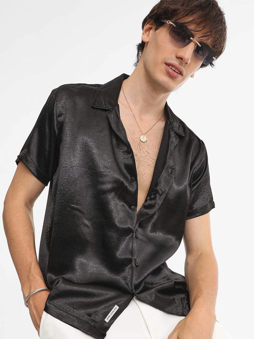 Campus Sutra Men Comfort Cuban Collar Solid Casual Shirt