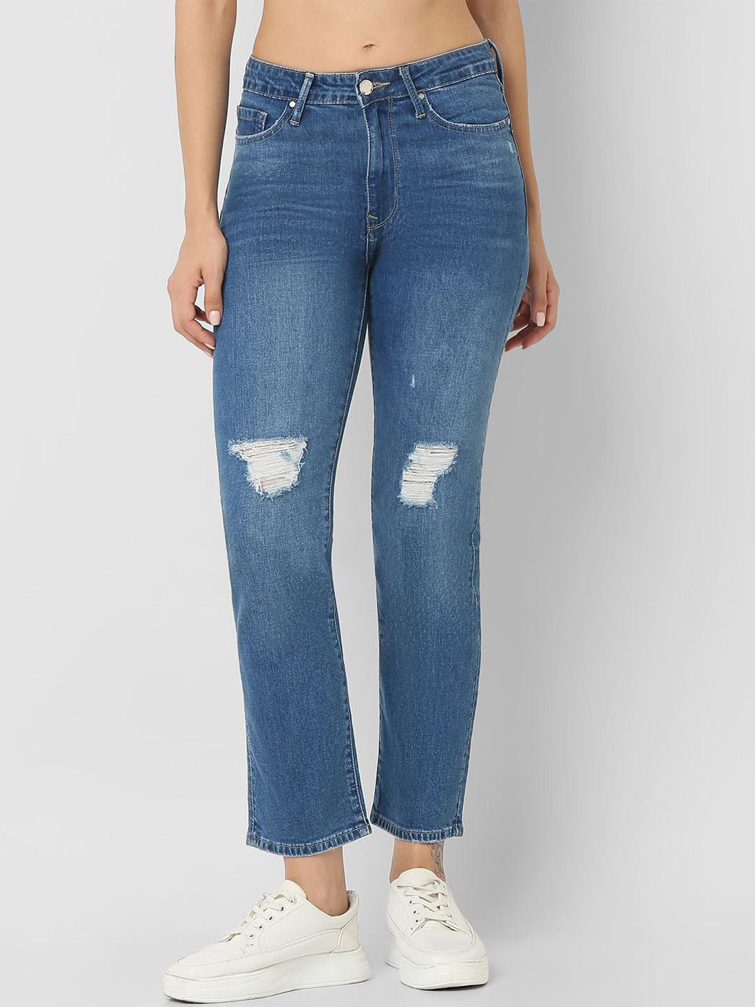 SPYKAR Women Slim Fit Mid-Rise Mildly Distressed Heavy Fade Jeans