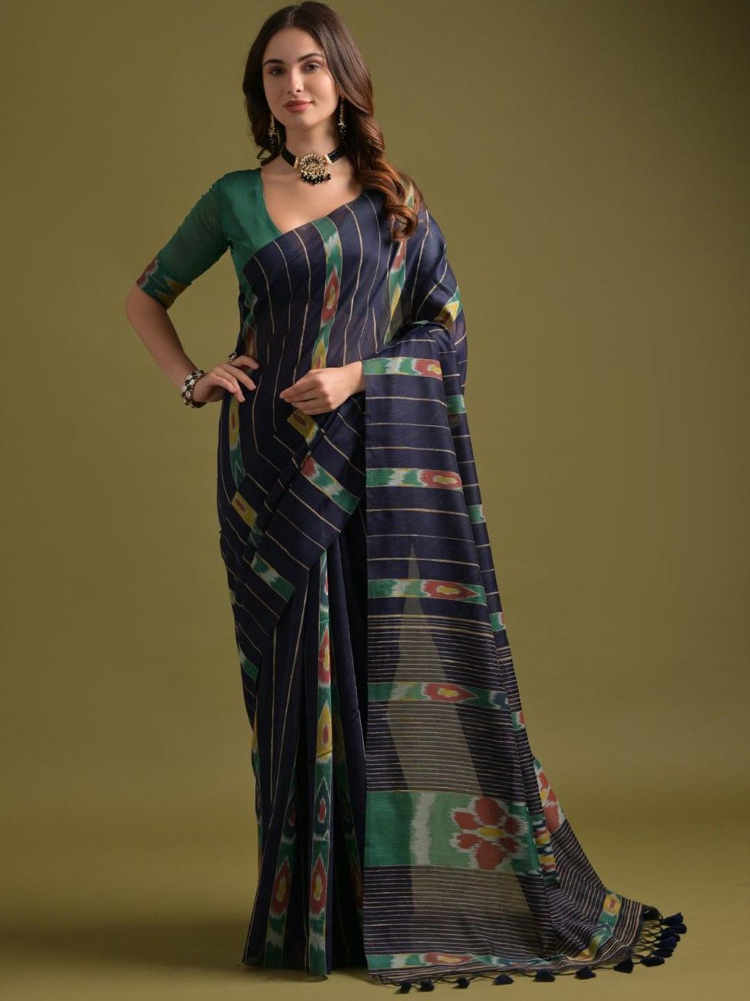 Buy VISHNU WEAVES Striped Pure Cotton Saree - Sarees for Women 30805114 ...