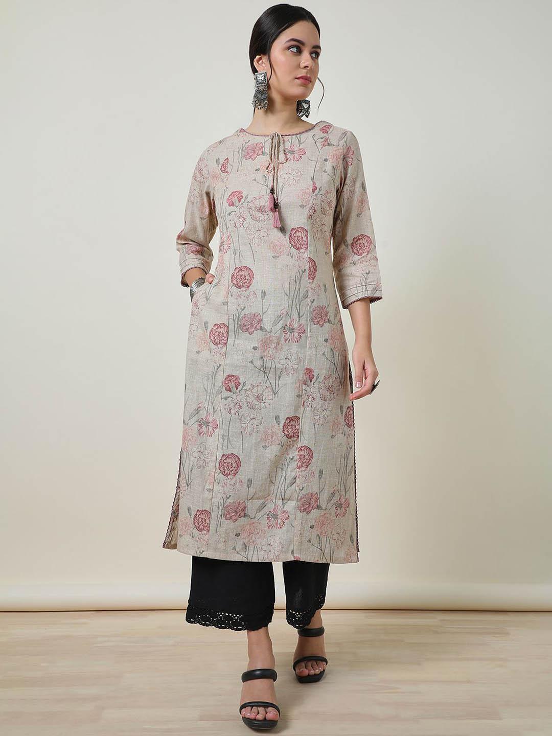 Chic Printed Sleeveless Kurta with Tie-Up Shoulder Details main image 0