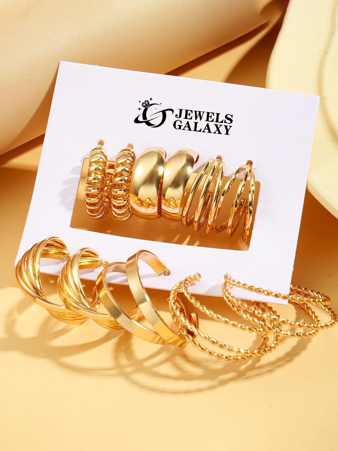 Buy Jewels Galaxy Set Of 6 Gold Plated Hoop Earrings - - Accessories for Women