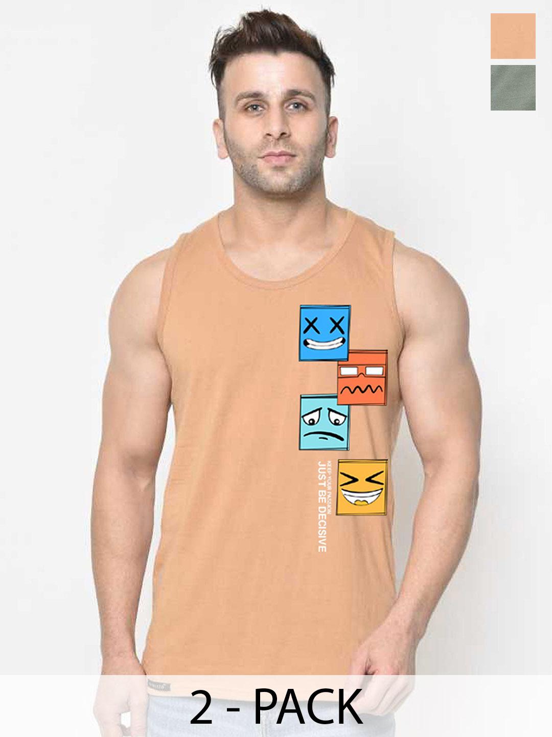 Buy SLOWLORIS Pack Of 2 Men Printed Innerwear Gym Vests - - Apparel for Men