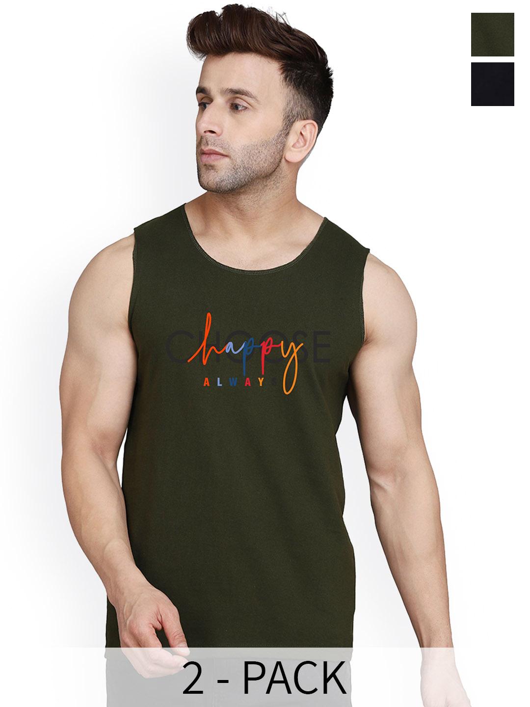 Buy SLOWLORIS 2 Pcs Printed Sleeveless Innerwear Vests -  - Apparel for Men