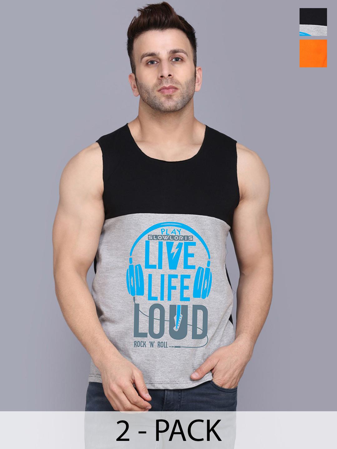 Buy SLOWLORIS 2Pcs Sleeveless Innerwear Gym Vests - - Apparel for Men