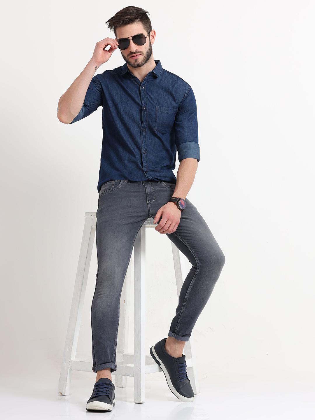MIRAAN Cotton Denim Casual Shirt