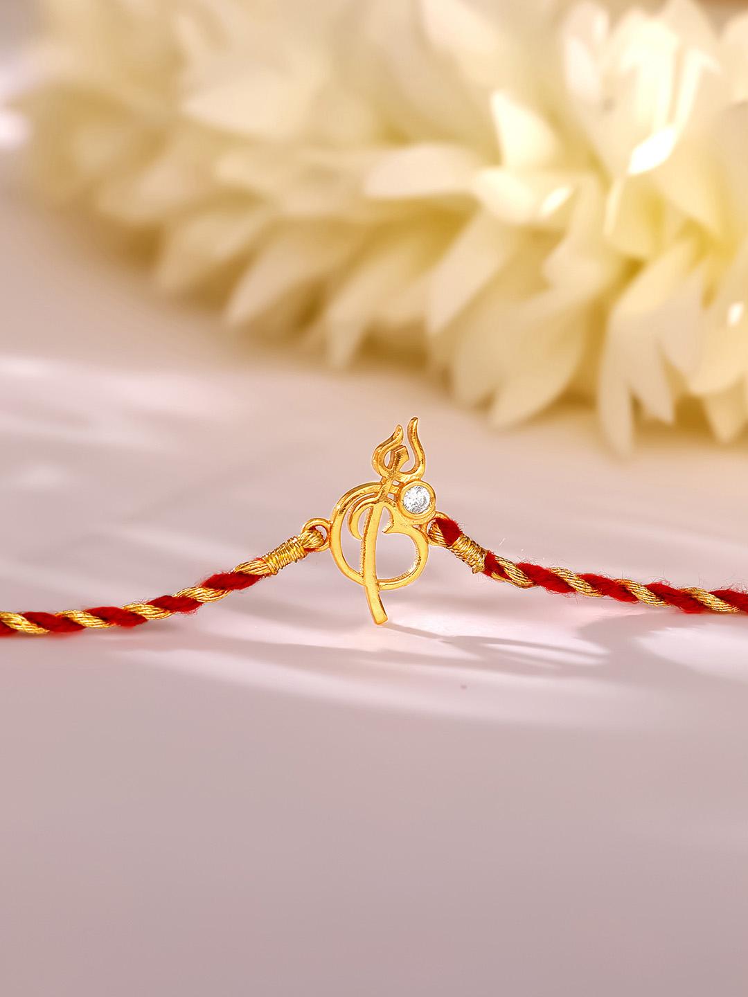 Buy GIVA 925 Sterling Silver Gold Plated Om Rakhi With Roli Chawal - - Accessories for Men