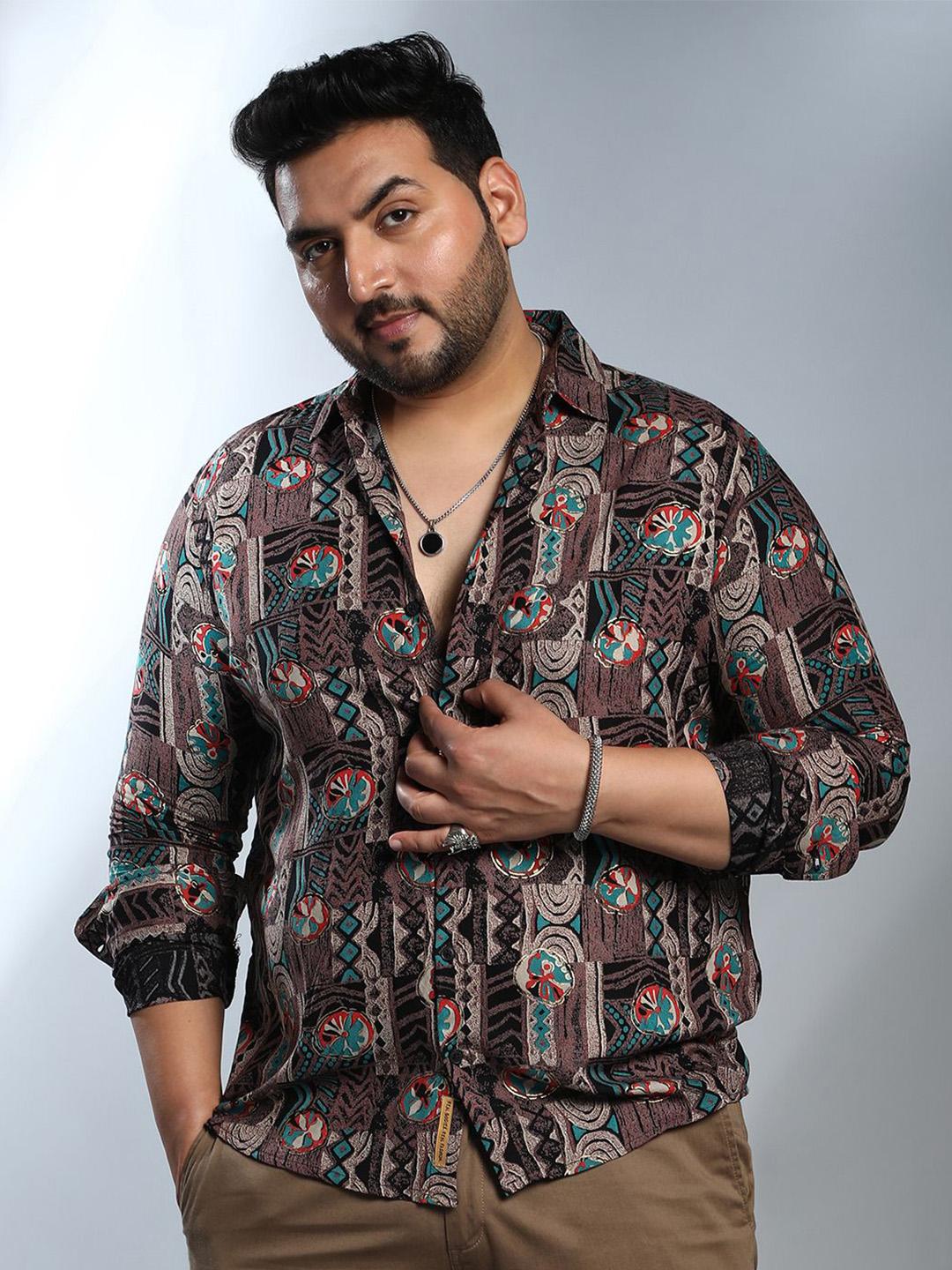 Instafab Plus Size Men Comfort Abstract Printed Casual Shirt