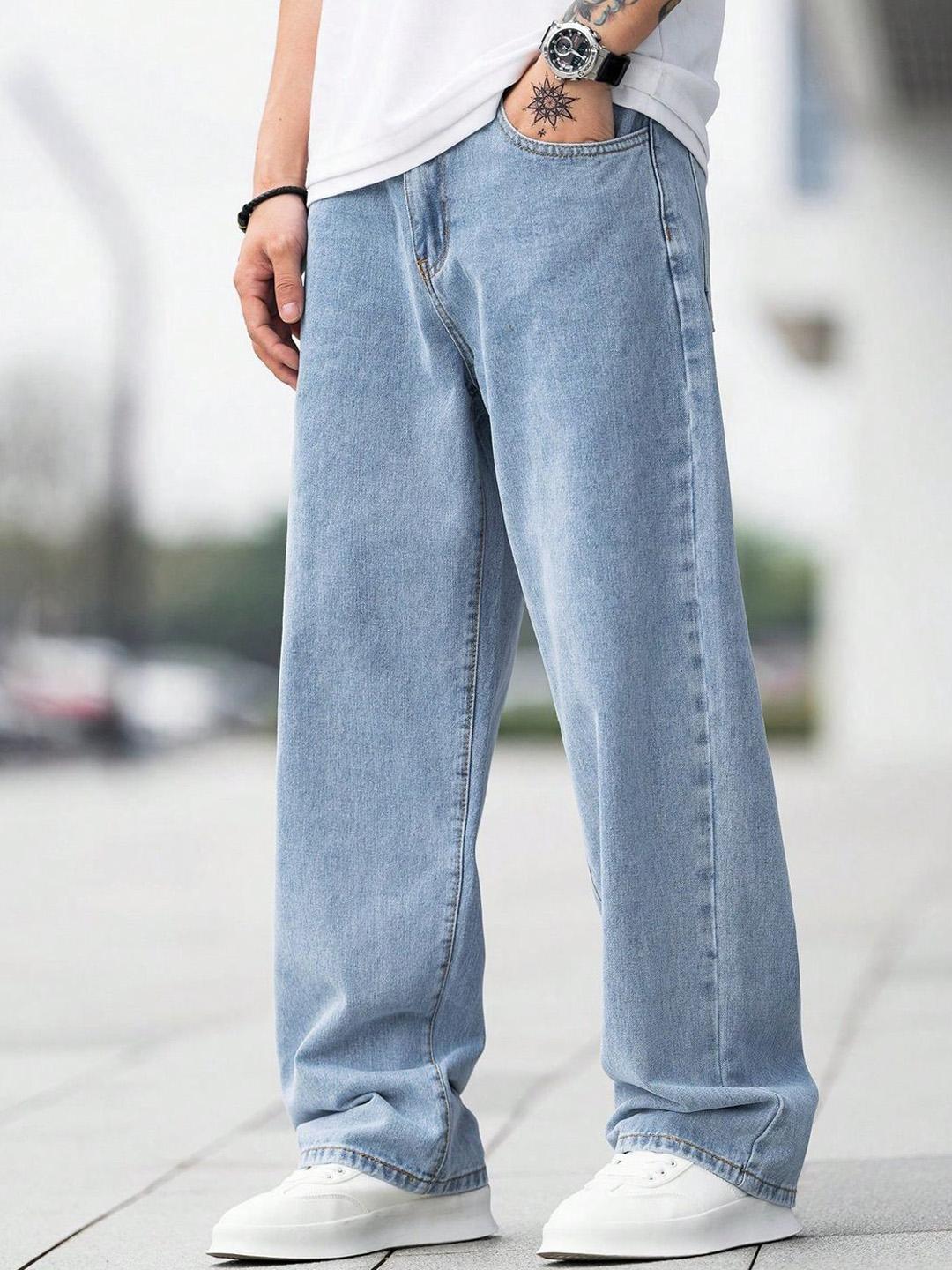 KOTTY Men's Solid Regular Fit Mid Distressed Fashionable Trendy Denim Jeans(Blue)