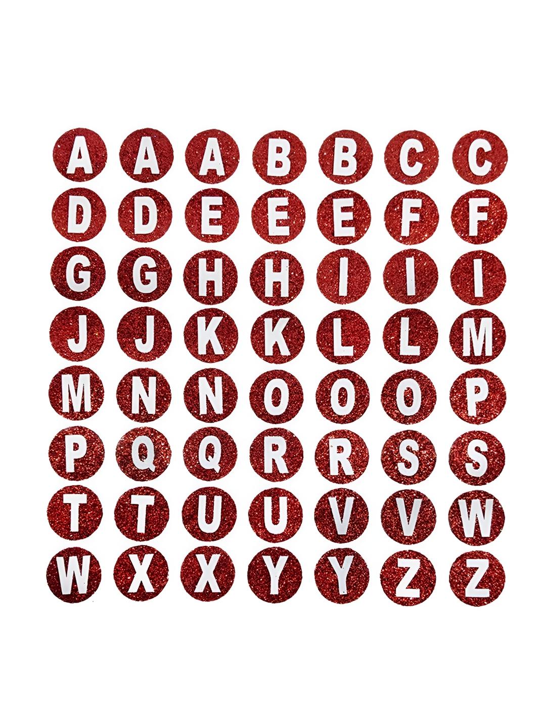 Buy Comet Busters Red & White Printed Self Adhesive Uppercase Glitter ...