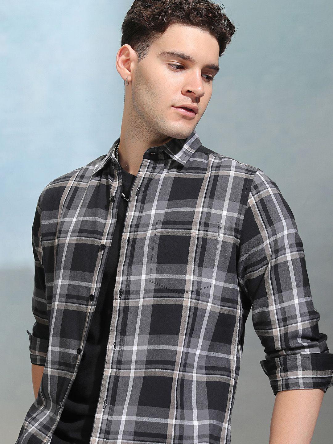KETCH Men Regular Fit Flannel Checked Casual Shirt
