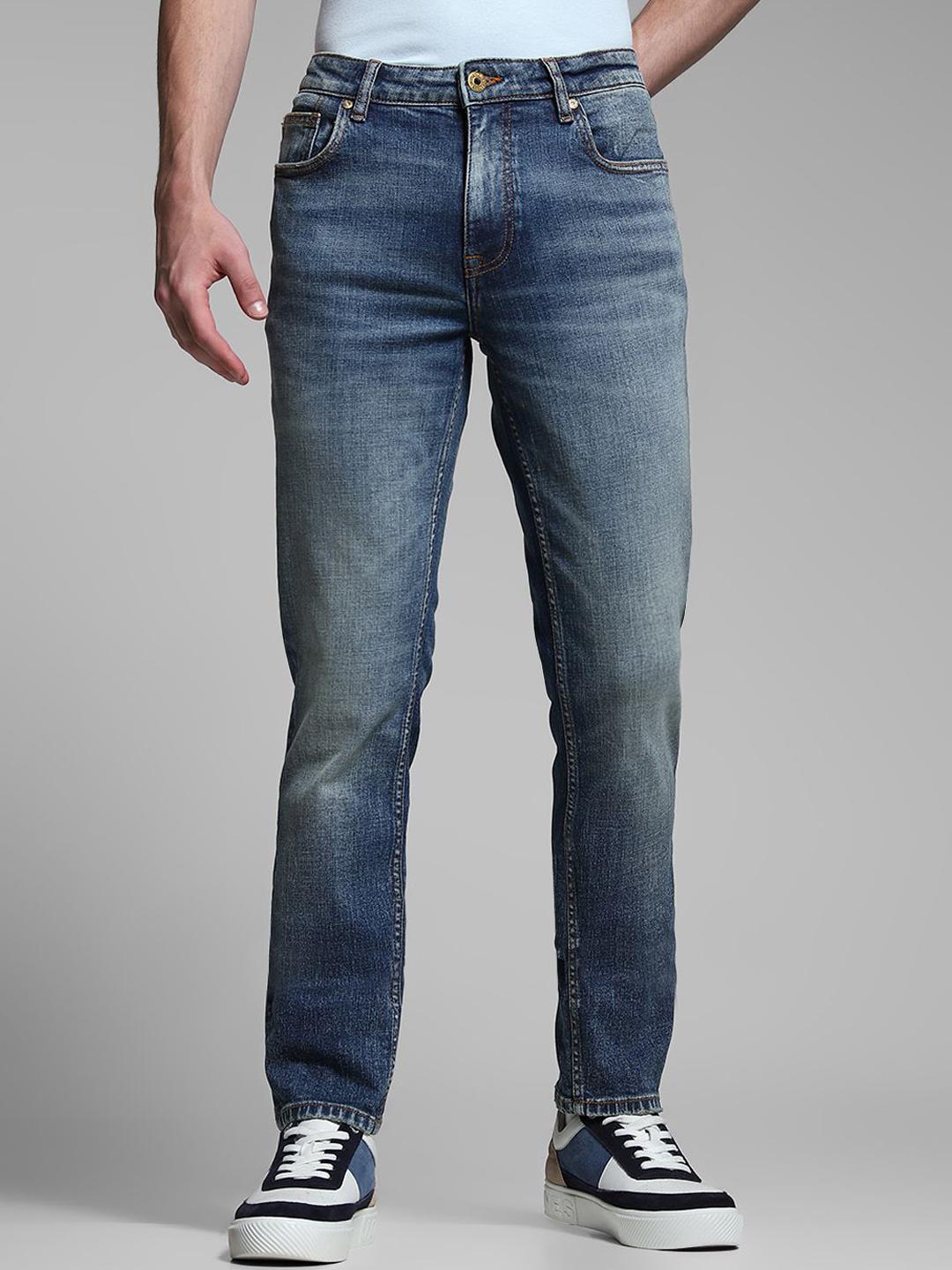 Jack & Jones Men Slim Fit Low-Rise Light Fade Stretchable Cotton Jeans