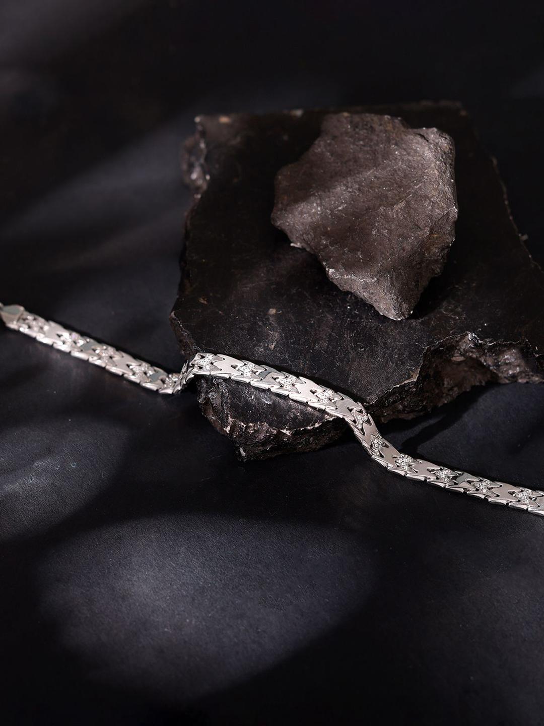Buy GIVA Fearless Him Rhodium Plated Link Bracelet -  - Accessories for Men
