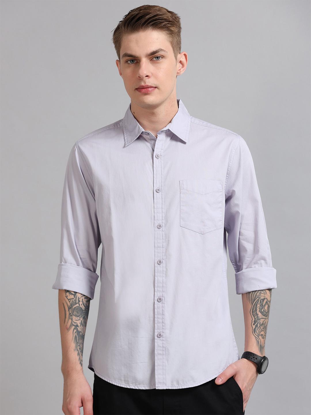 HERE&NOW Men Regular Fit Peach Premium Cotton Casual Shirt