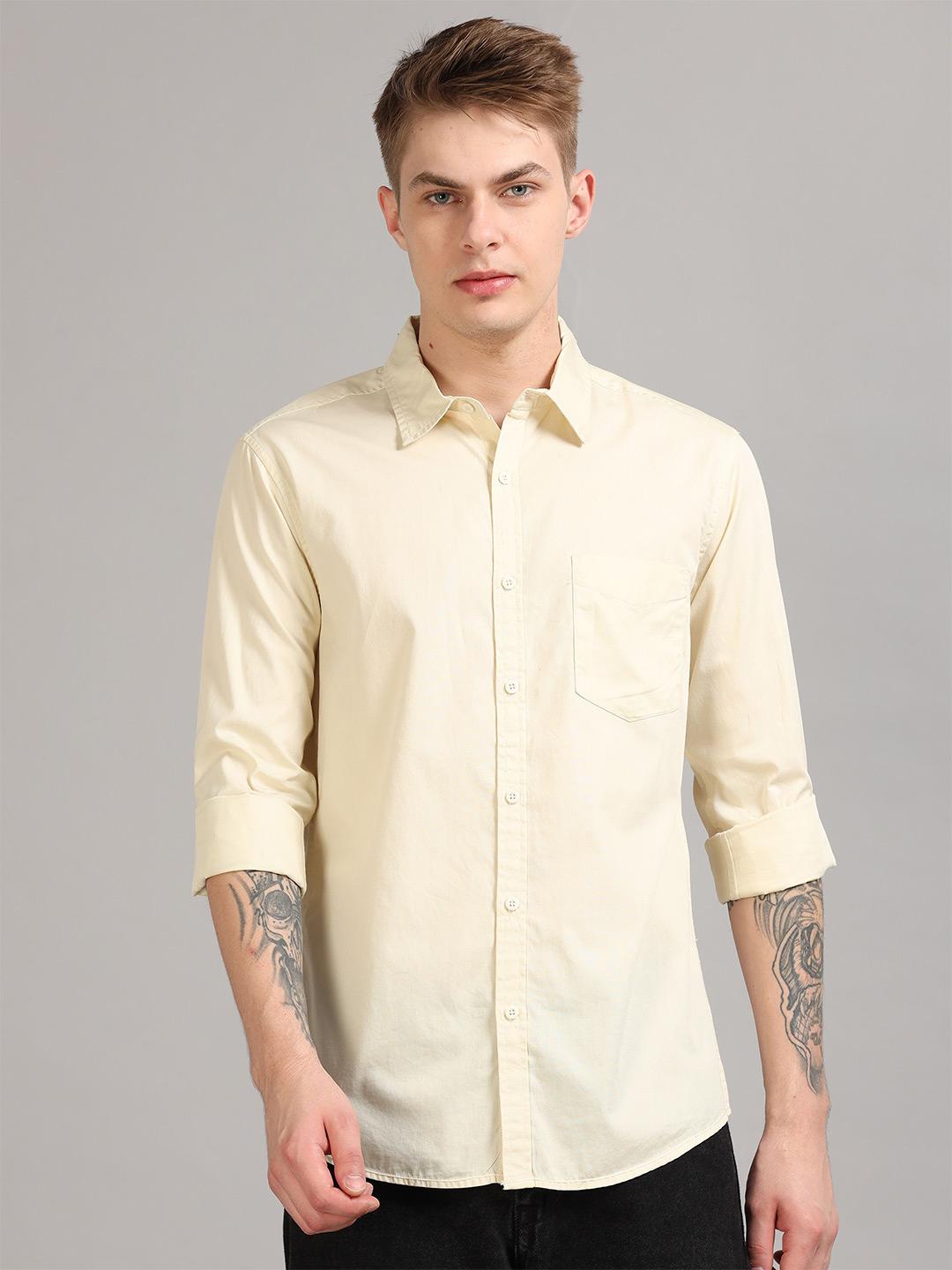 HERE&NOW Men Regular Fit Peach Premium Cotton Casual Shirt