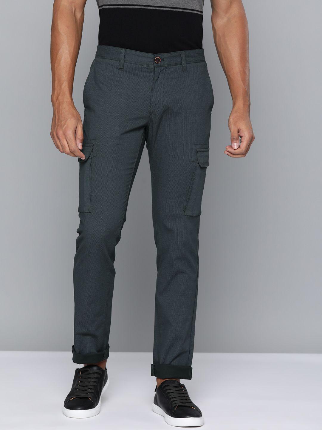 Buy Indian Terrain Men Self Striped Brooklyn Slim Fit Cargos - Trousers ...