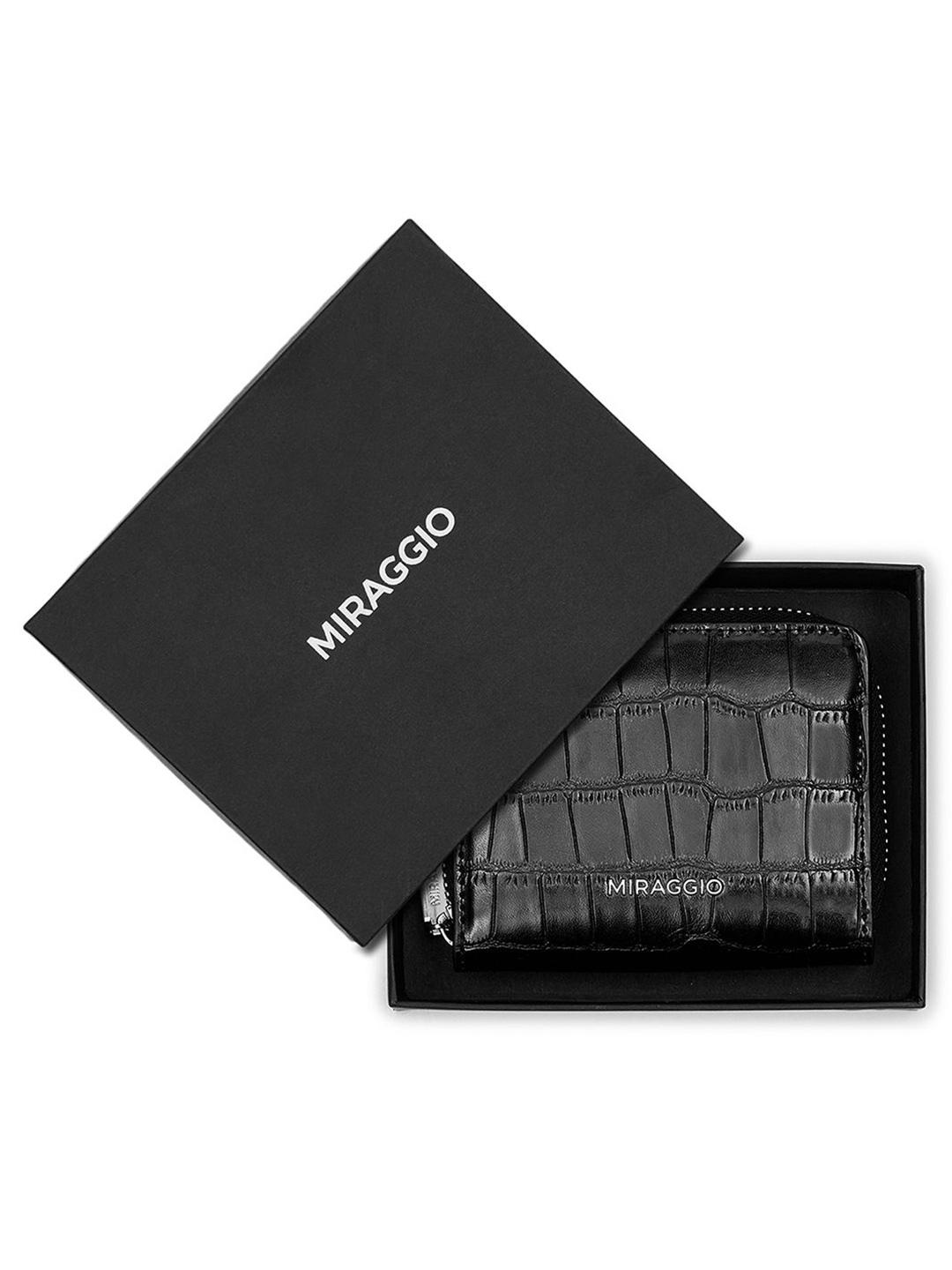 Buy MIRAGGIO Lea Black Textured Wallet With Zipper Closure -  - Accessories for Women